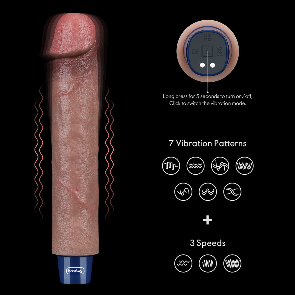 Lovetoy Real Softee Rechargeable Silicone Vibrating Dildo 9 inch