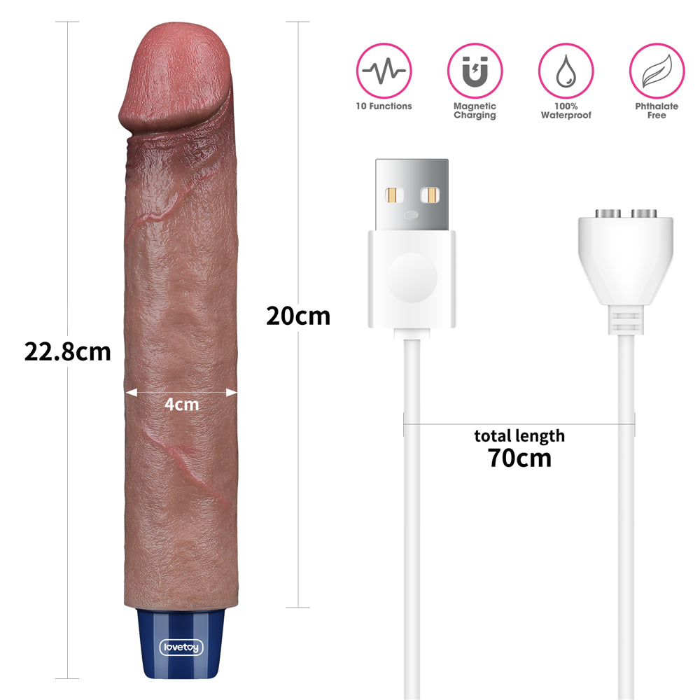 Lovetoy Real Softee Rechargeable Silicone Vibrating Dildo 9 inch