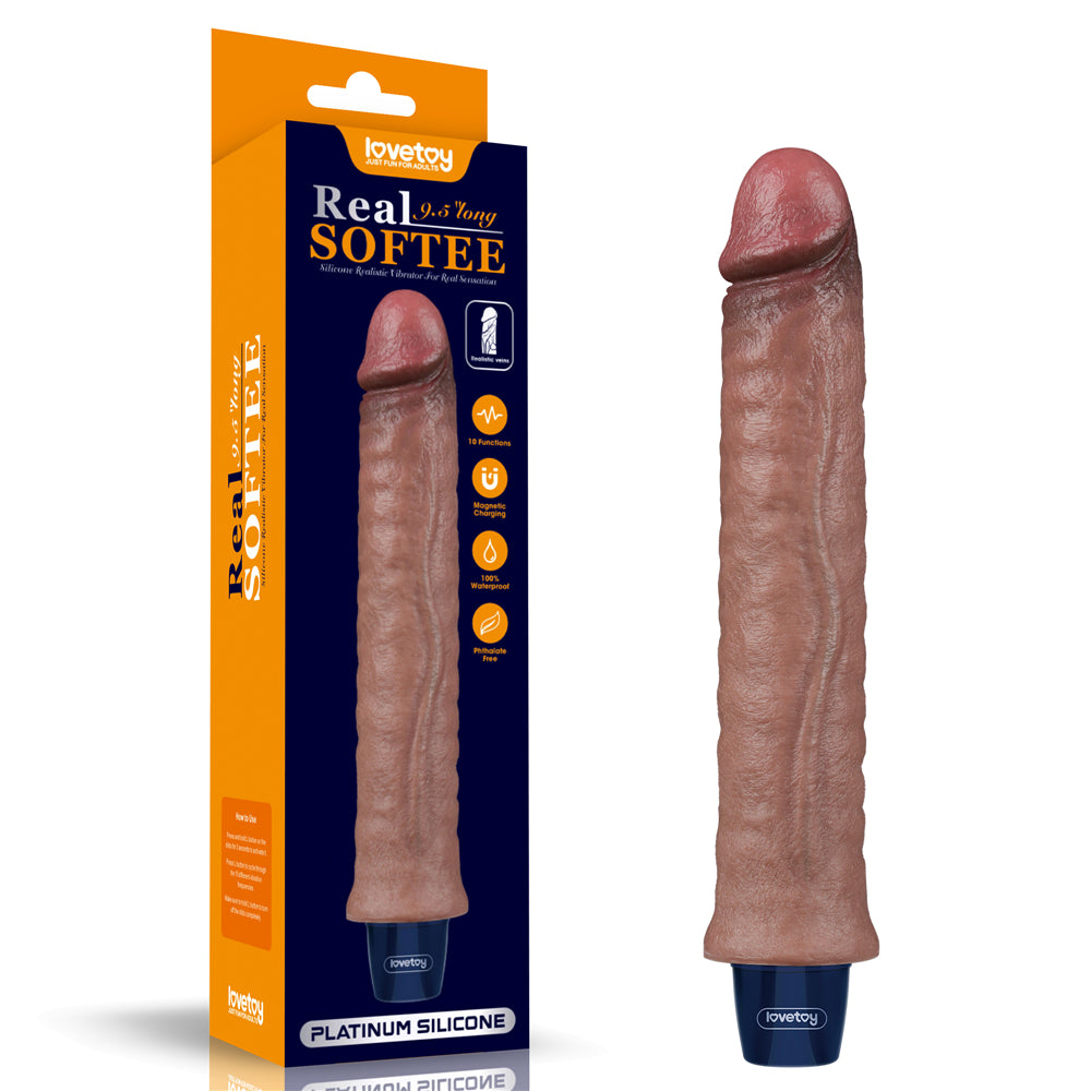 Lovetoy Real Softee Rechargeable Silicone Vibrating Dildo 9.5 inch