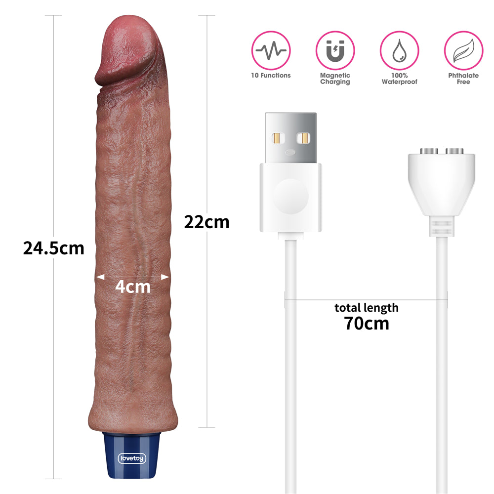 Lovetoy Real Softee Rechargeable Silicone Vibrating Dildo 9.5 inch