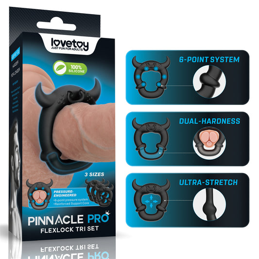 Lovetoy Pinnacle Pro Flexlock Tri Set Penis Ring