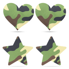Load image into Gallery viewer, Lovetoy Camo Stars and Heart Nipple Pasties (2 Pack)