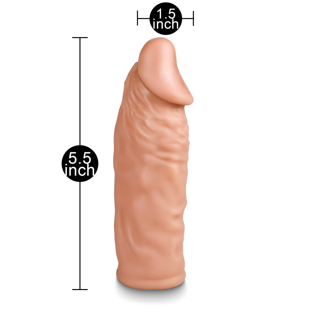 Extra 1.25 inch Realistic Veiny Penis Extender, 5.5 inch