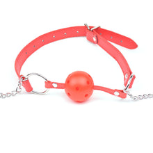 Load image into Gallery viewer, Faux Leather Breathable Ball Gag with Nipple Clamps