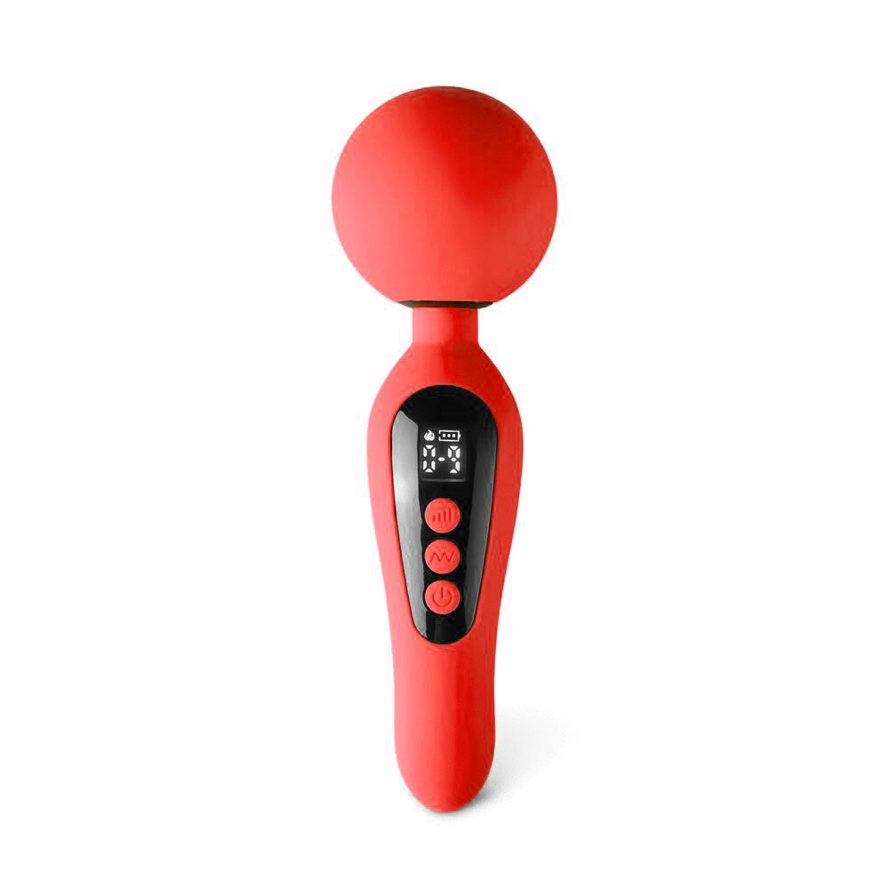 LED Display Rechargeable Warming Massage Wand Vibrator, 17 Function