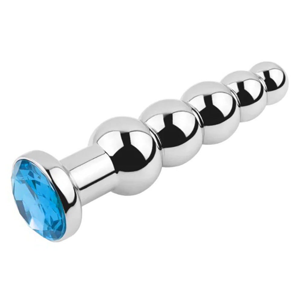 Jeweled Beaded Metal Butt Plug 5.5 inch