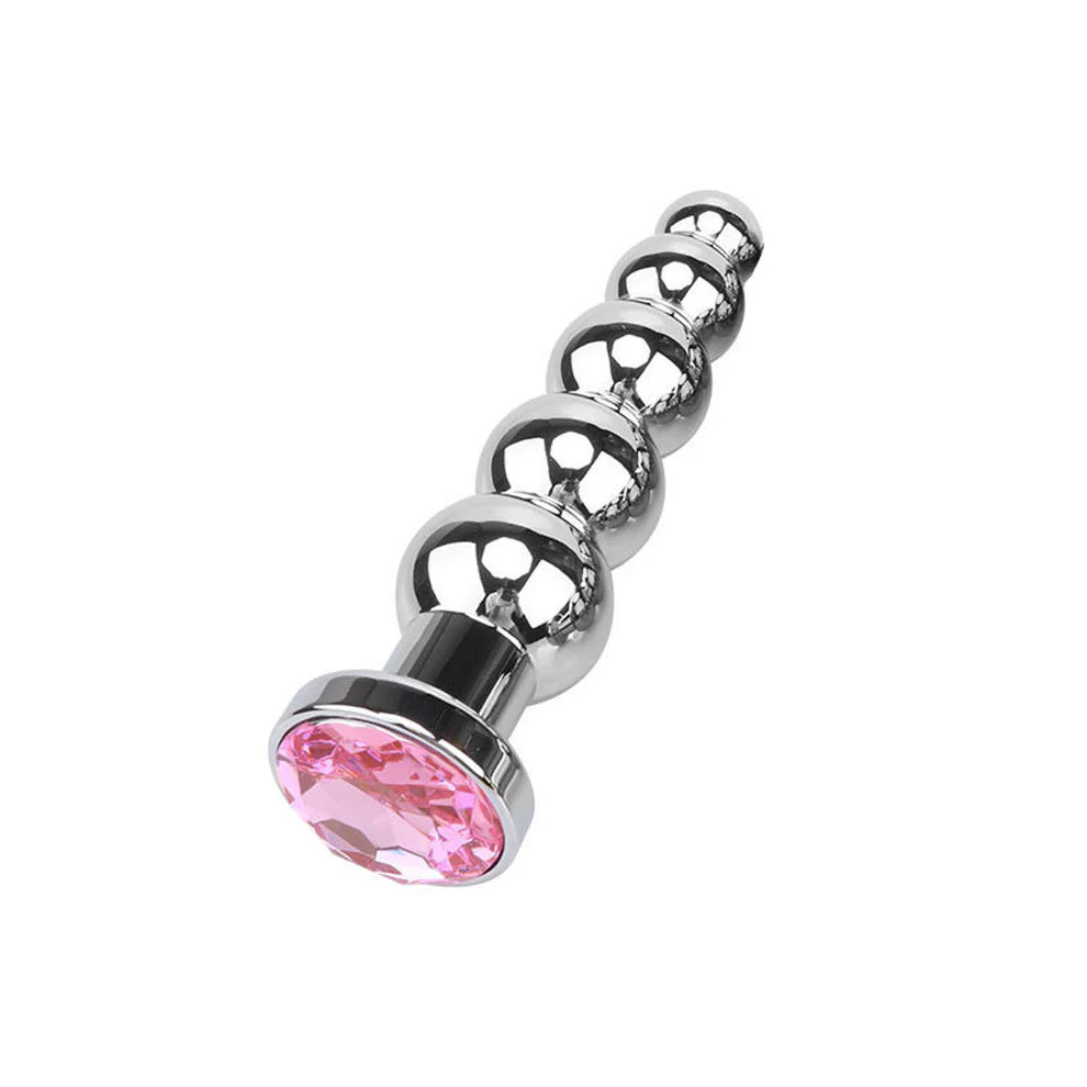 Jeweled Beaded Metal Butt Plug 5.5 inch