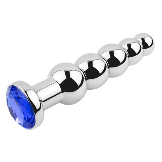 Jeweled Beaded Metal Butt Plug 5.5 inch