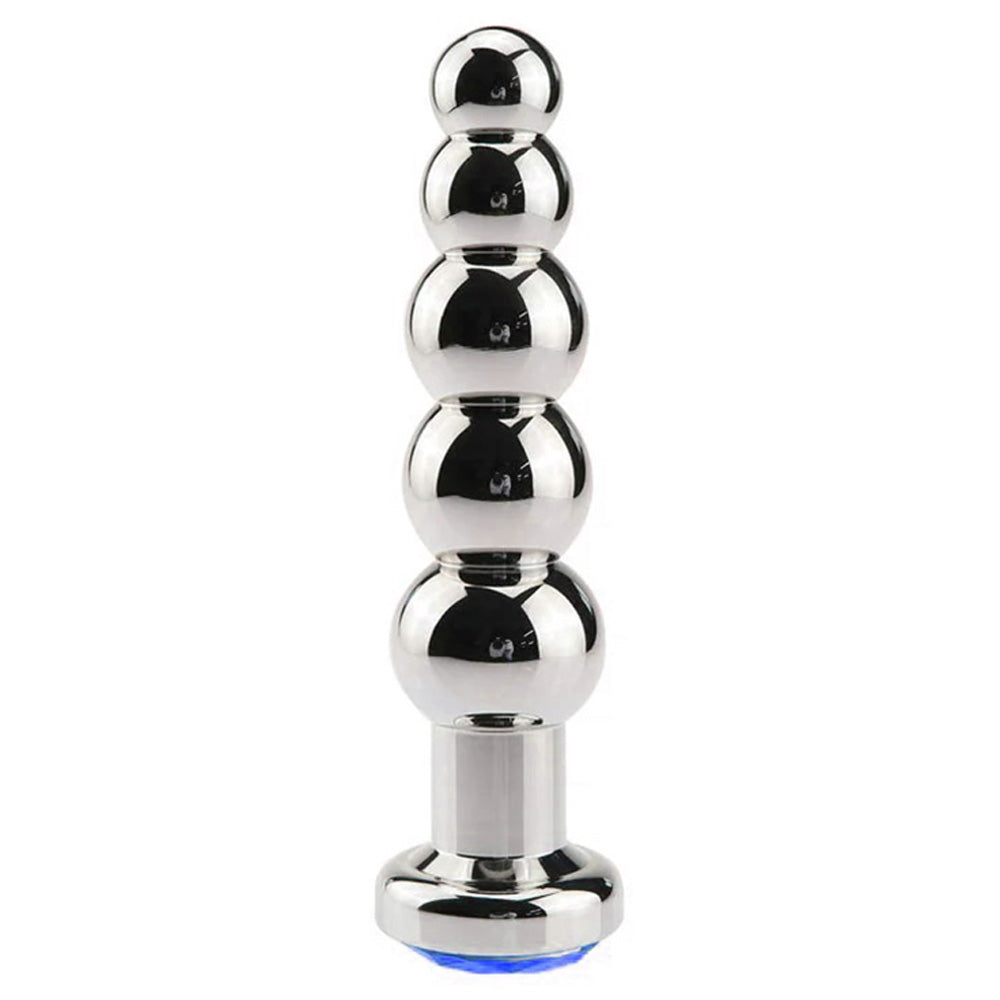 Jeweled Beaded Metal Butt Plug 5.5 inch