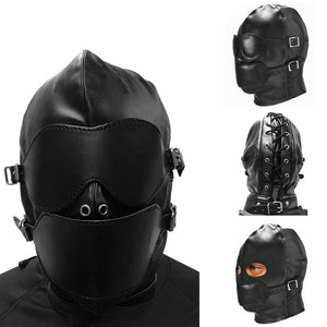 Bondage Hood Mask with Blindfold & Ball Gag (Detachable Eye Mask, Mouth Piece & Mouth Gag)