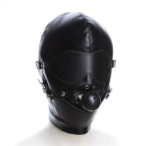 Bondage Hood Mask with Blindfold & Ball Gag (Detachable Eye Mask, Mouth Piece & Mouth Gag)