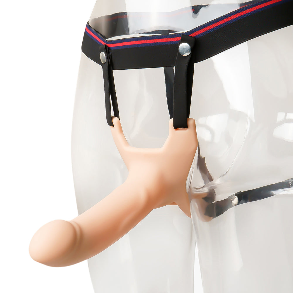 Silicone Hollow Strap On Dildo & Ball Strap 6 inch (For Men With Mild E.D.)