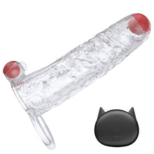 Load image into Gallery viewer, Realistic 2 Detachable Vibrating Balls Penis Sleeve Extender with Ball Loop &amp; Remote, 10 Function, Reusable, Increase 10% Girth