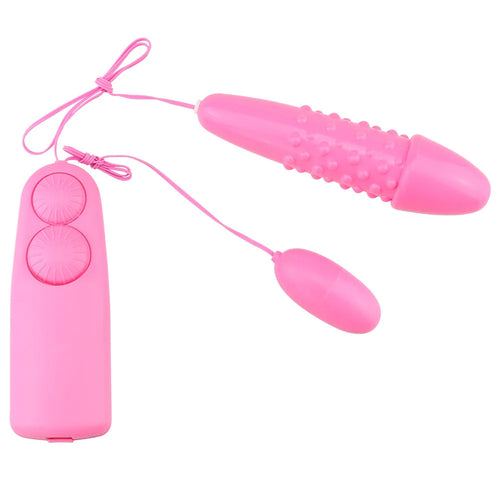 Dual Vibrating Dildo & Egg Vibrator with Two Dial Remote