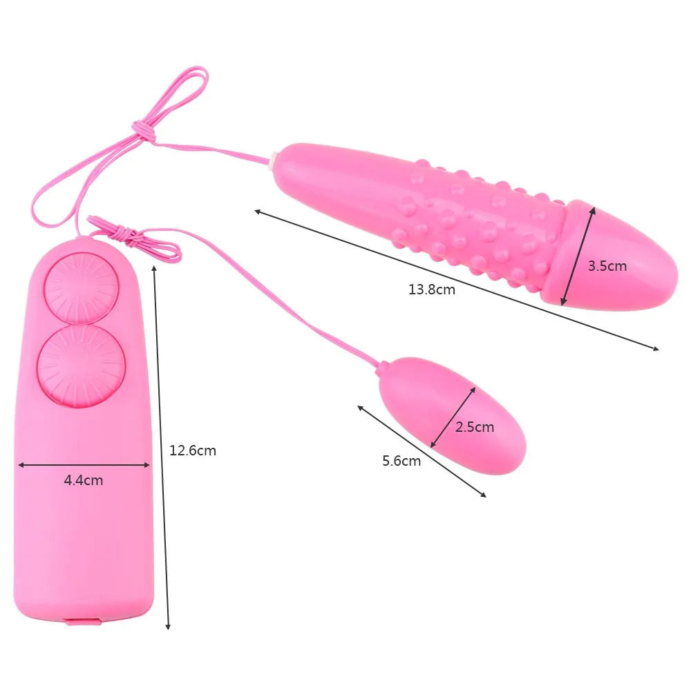 Dual Vibrating Dildo & Egg Vibrator with Two Dial Remote