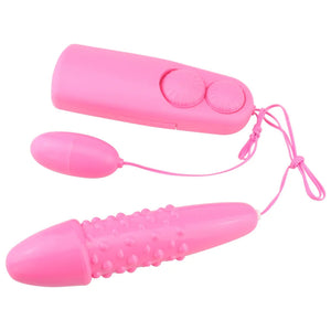 Dual Vibrating Dildo & Egg Vibrator with Two Dial Remote