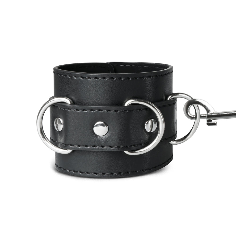 Faux Leather Handcuffs with 3 D-Ring