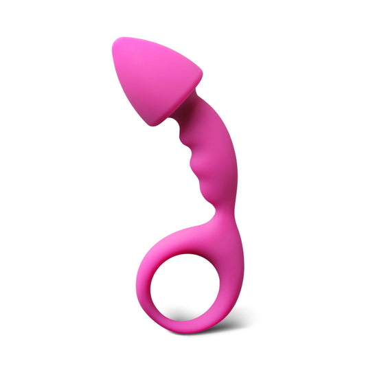 Silicone Curved Penis Butt Plug with Ring Pull 3.5 inch