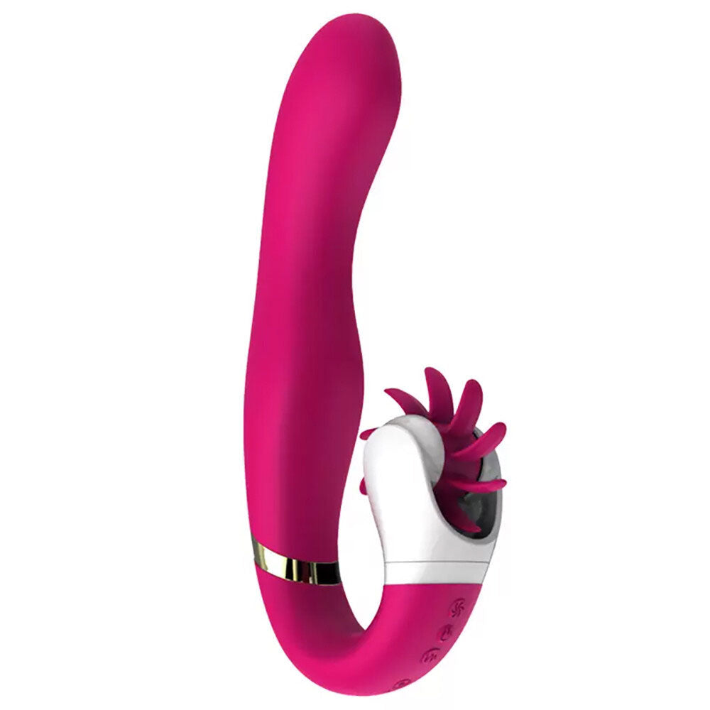 Rechargeable Silicone A-Spot Vibrator with G-Spot Tapping & Rotating Clitoral Stimulator, 12 Function