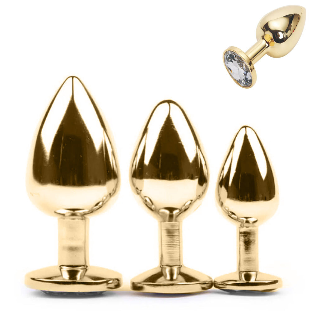 Metallic Gold Butt Plug with Diamond