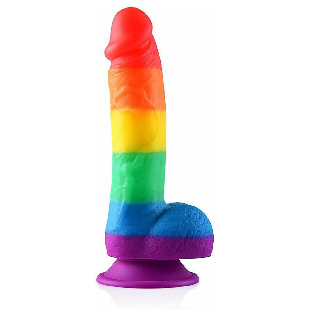 Rainbow Dildo with Suction Cup, 8 inch