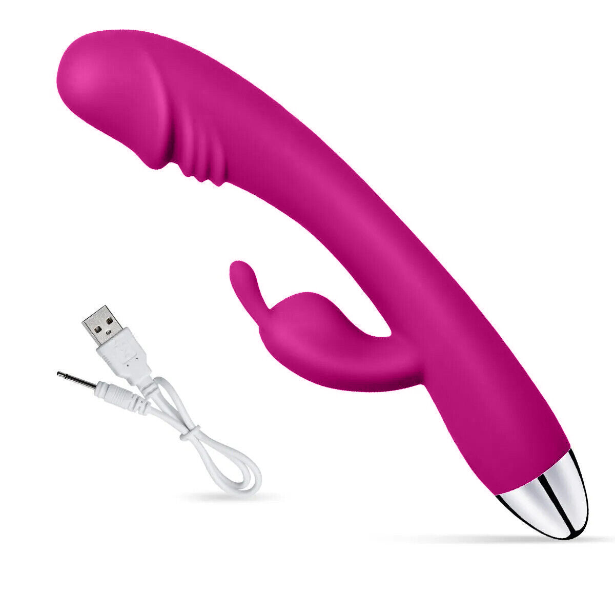 Realistic Curved Penis Rabbit Vibrator, 8 Function