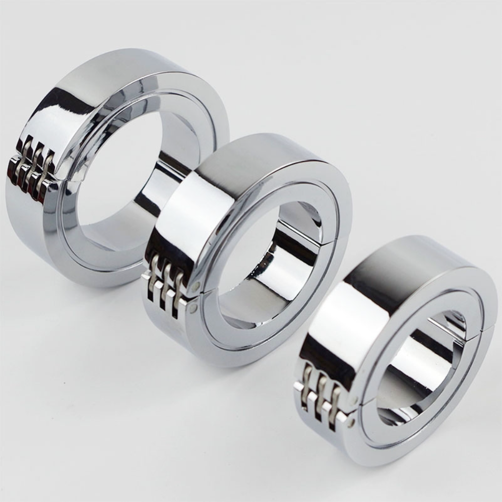 Stainless Steel Locking Hinged Balls / Penis Ring