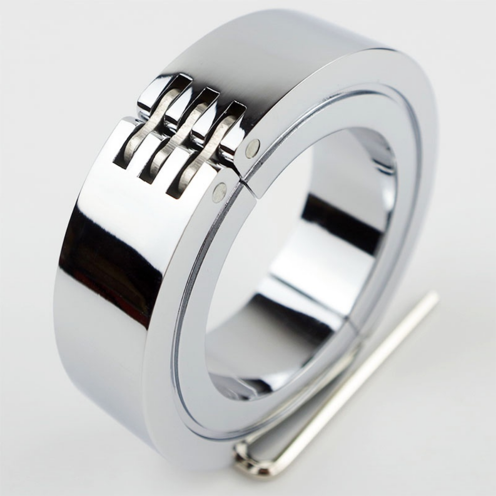 Stainless Steel Locking Hinged Balls / Penis Ring