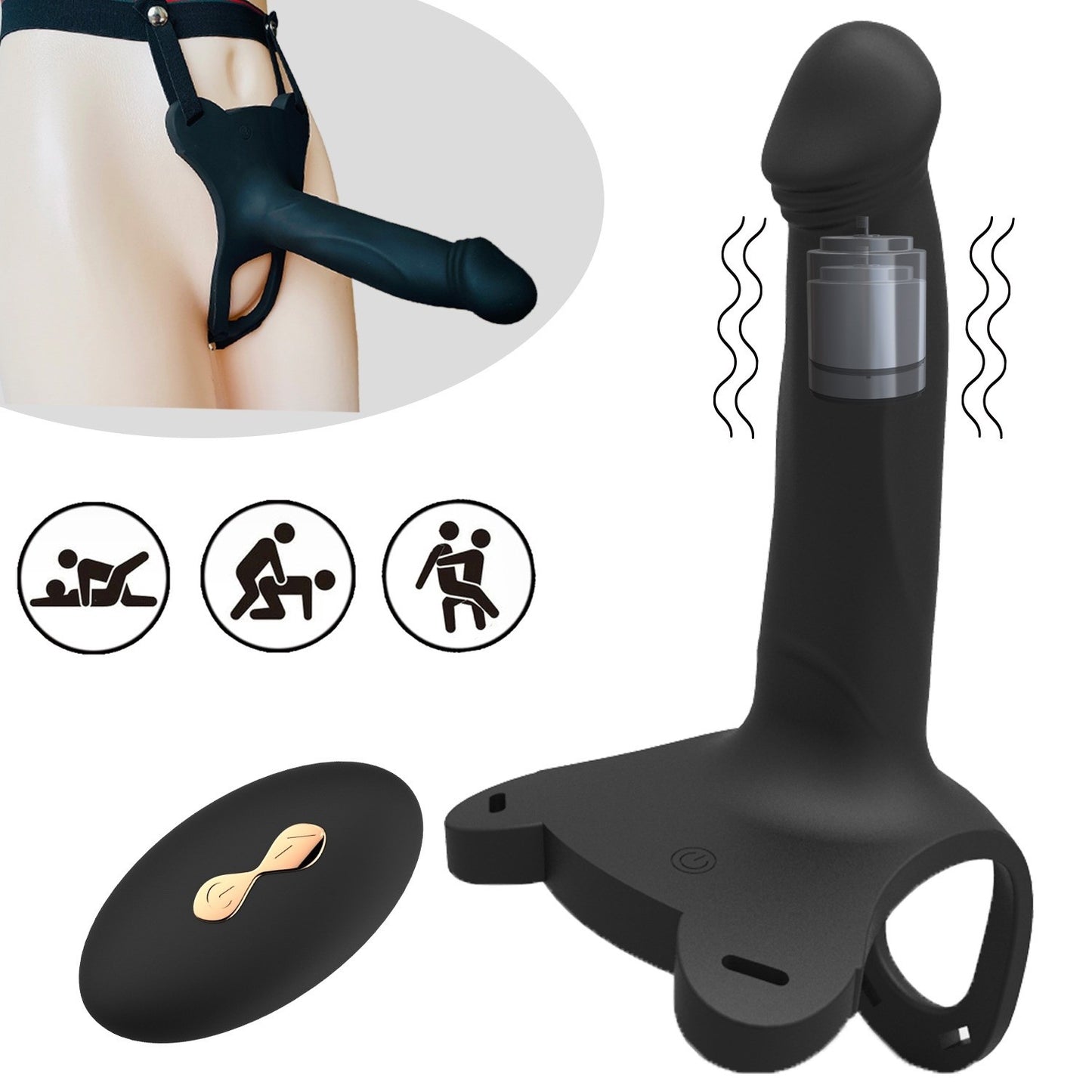 Vibrating Hollow Strap On Dildo with Ball Strap 6 inch