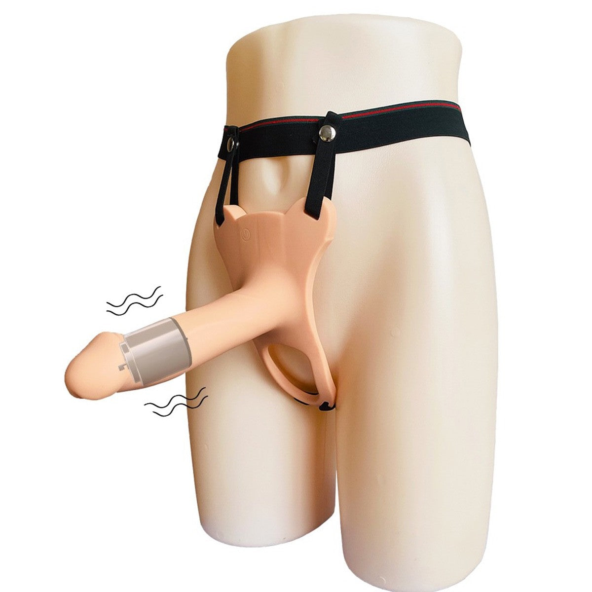 Vibrating Hollow Strap On Dildo with Ball Strap 6 inch