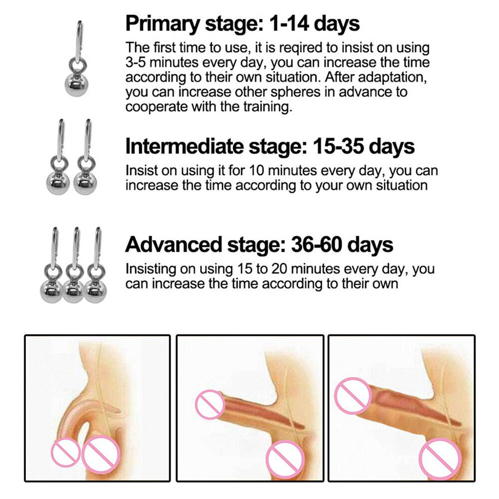 Silicone Hanging Weight Penis Stretcher with Two Metal Ball