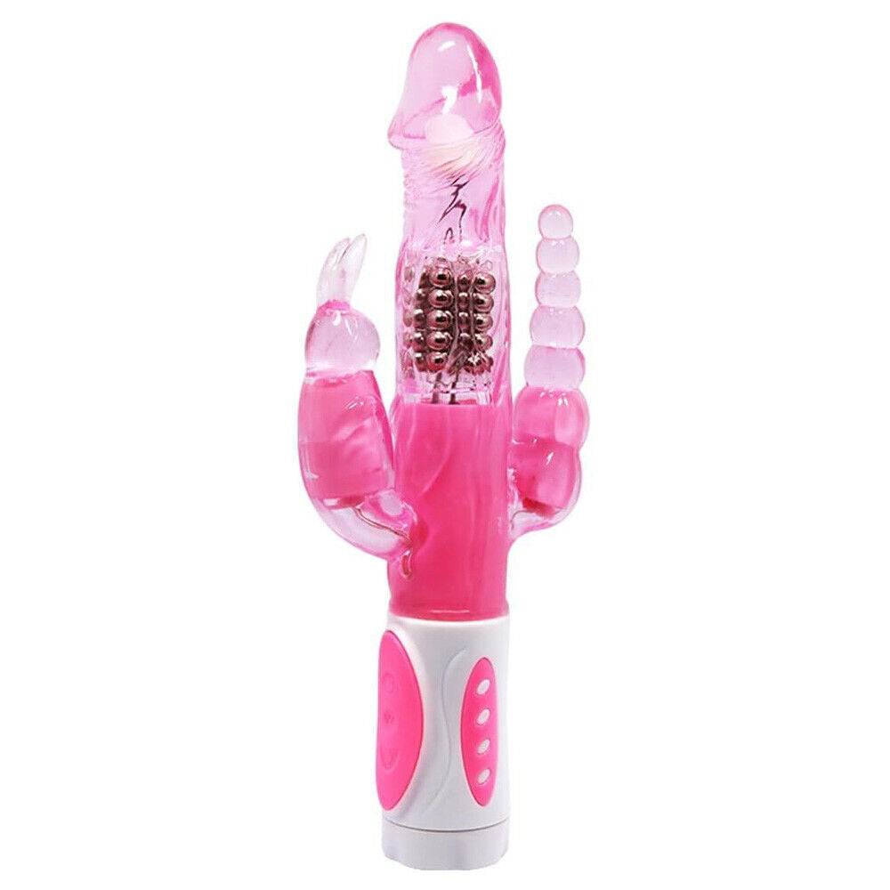 Thrusting Triple Stimulating Rabbit Vibrator with Beaded Anal Plug & Rabbit Clitoral Stimulator