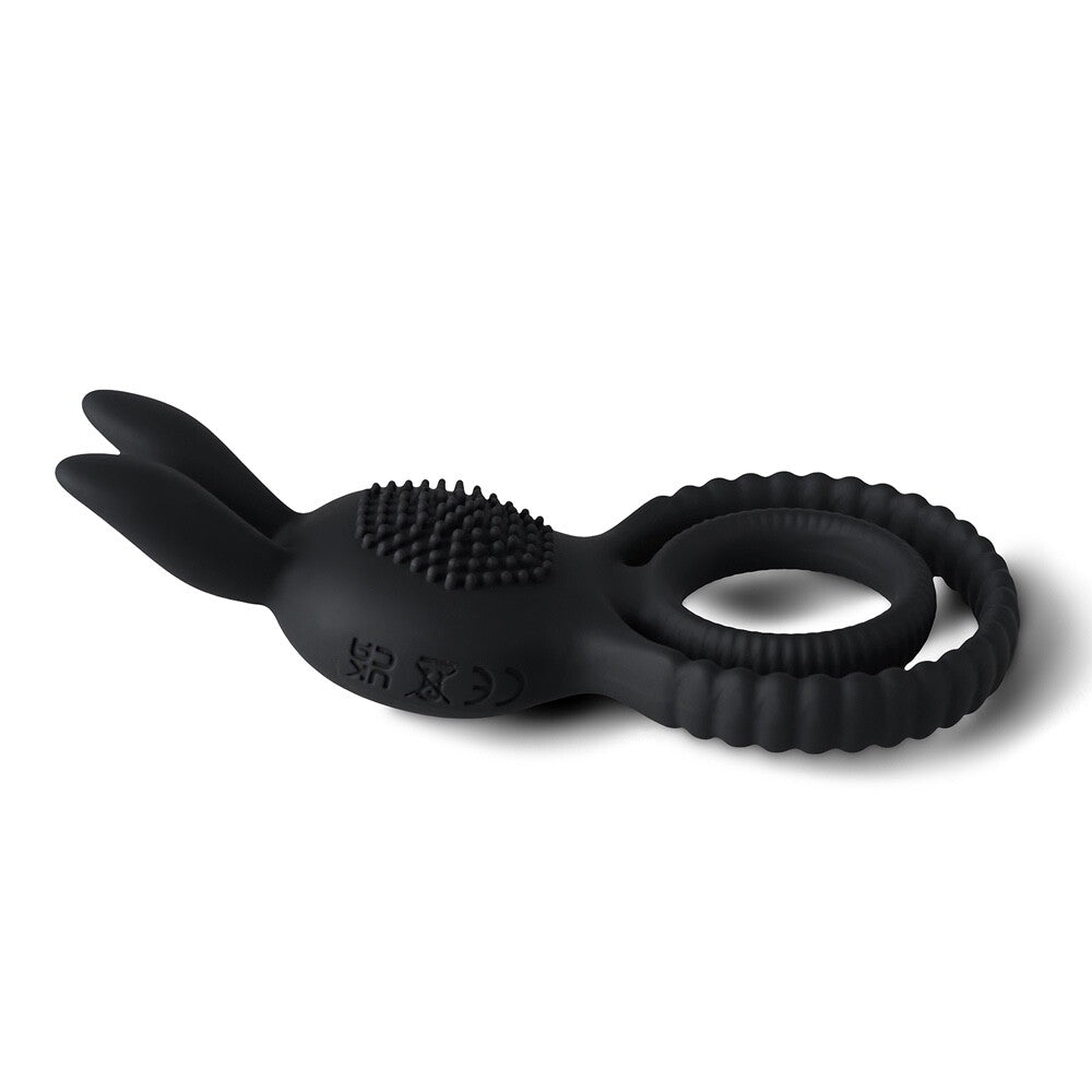 Remote Control Rechargeable Silicone Vibrating Double Rabbit Cock Ring 10 Function
