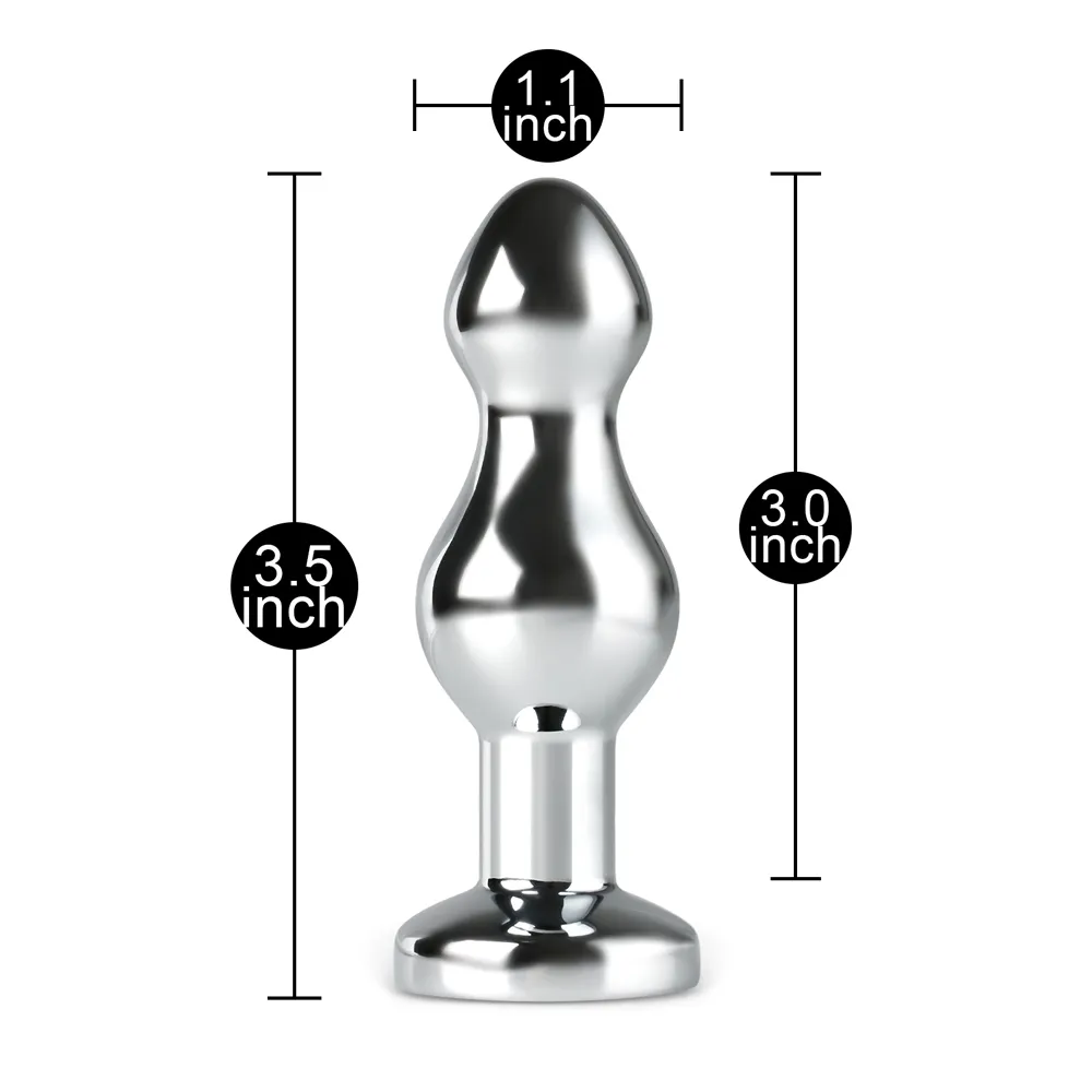 App Controlled Rechargeable Double Beaded Metal Butt Plug 3 inch