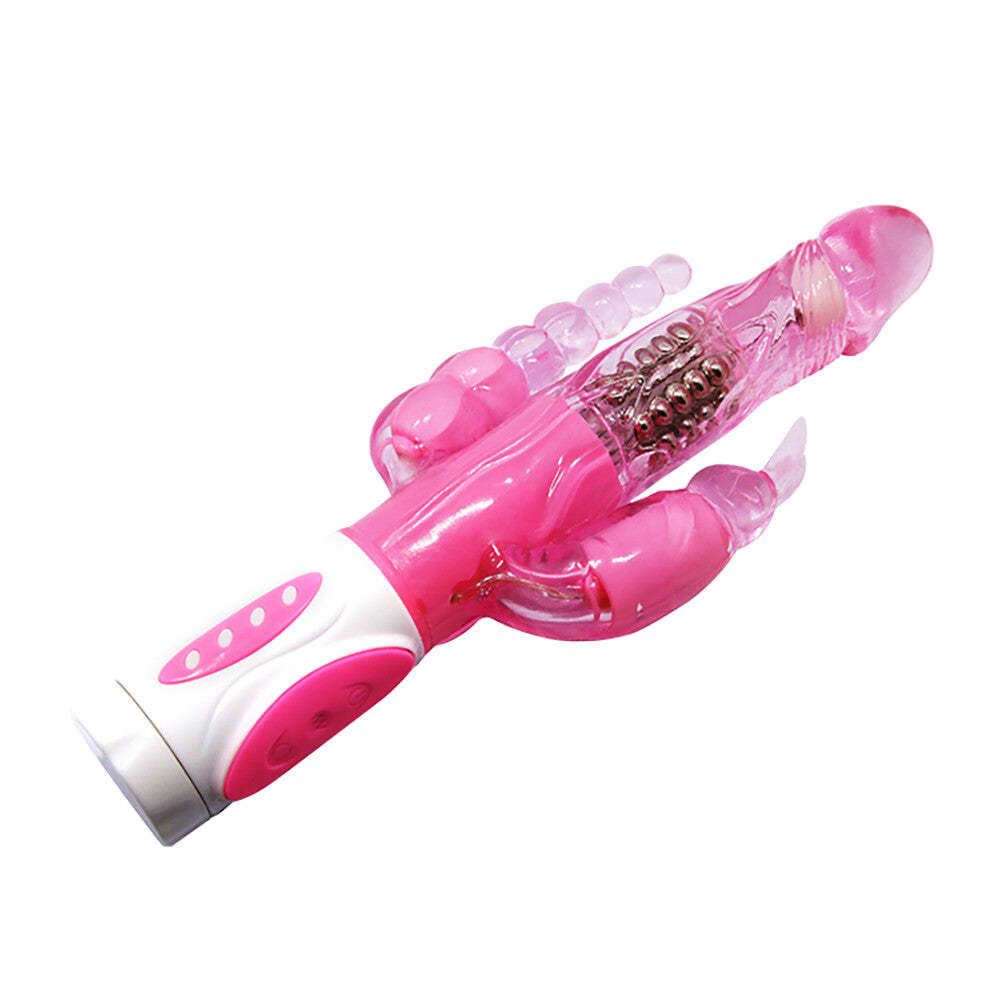Thrusting Triple Stimulating Rabbit Vibrator with Beaded Anal Plug & Rabbit Clitoral Stimulator