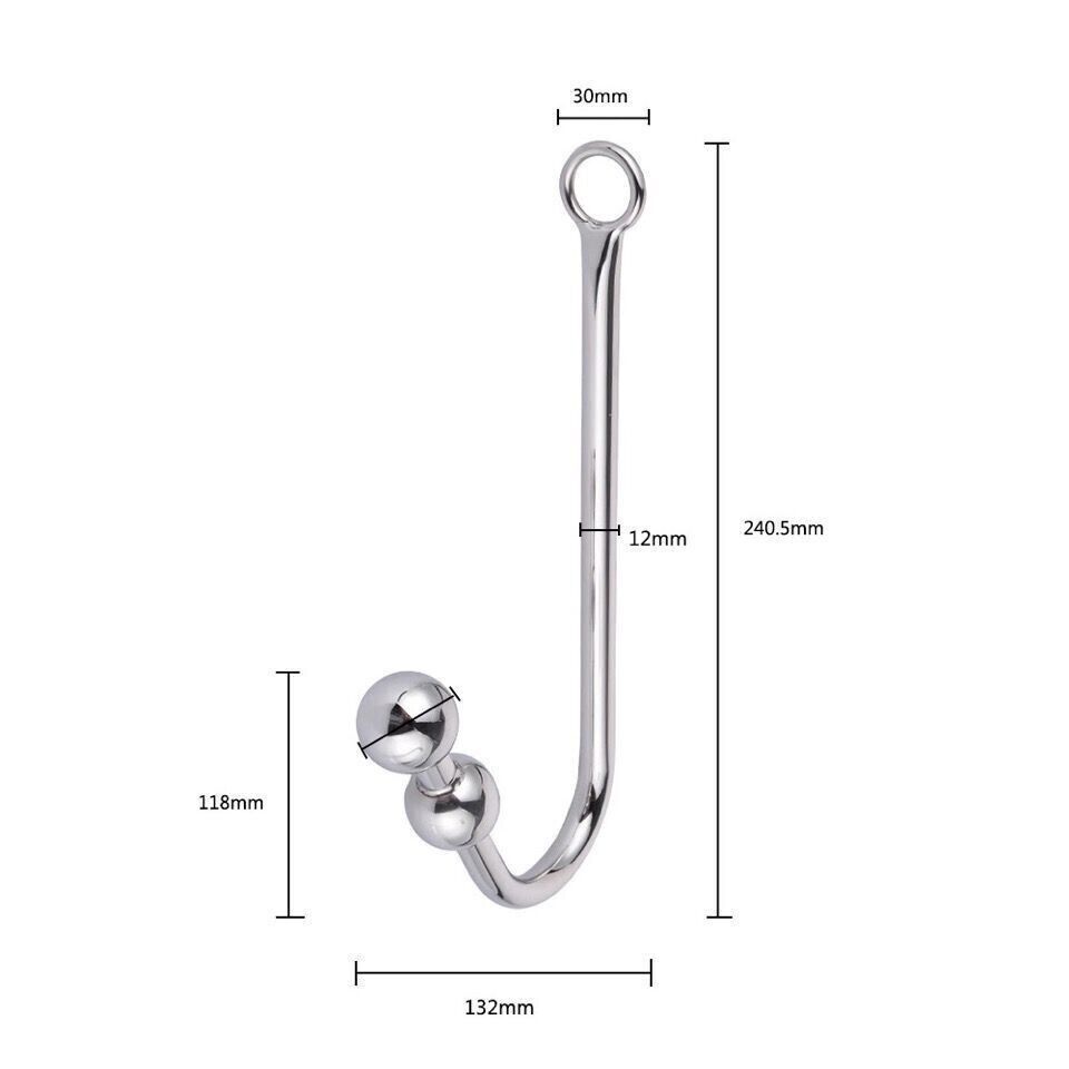 Metal Small Double Ball Anal Hook 9 inch