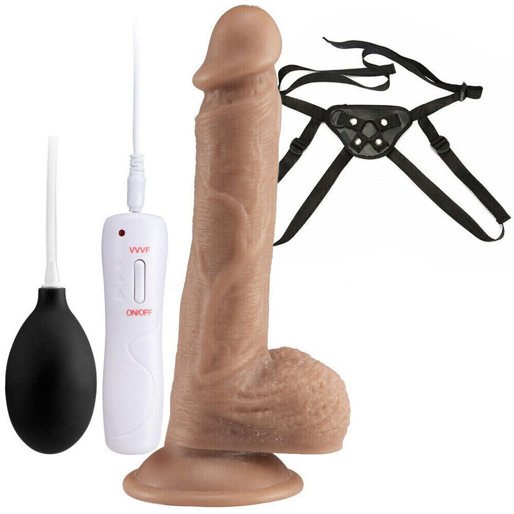 Unisex Strap-On Harness Kit with 8 inch Remote Control Squirting Suction Cup Dildo & O-Rings