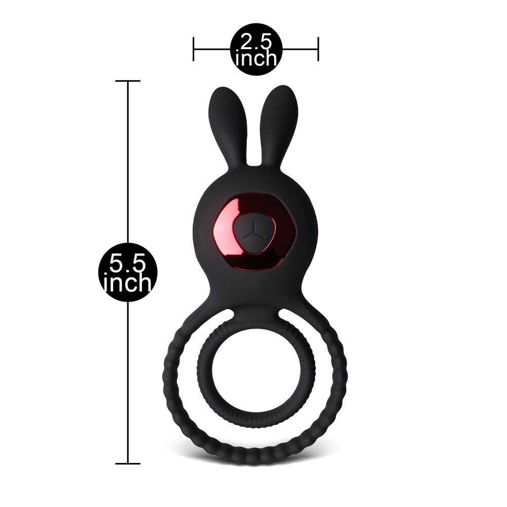 Remote Control Rechargeable Silicone Vibrating Double Rabbit Cock Ring 10 Function