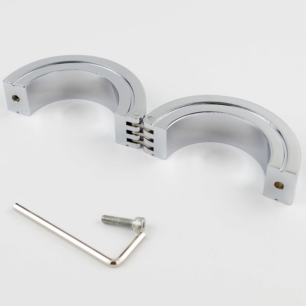 Stainless Steel Locking Hinged Balls / Penis Ring