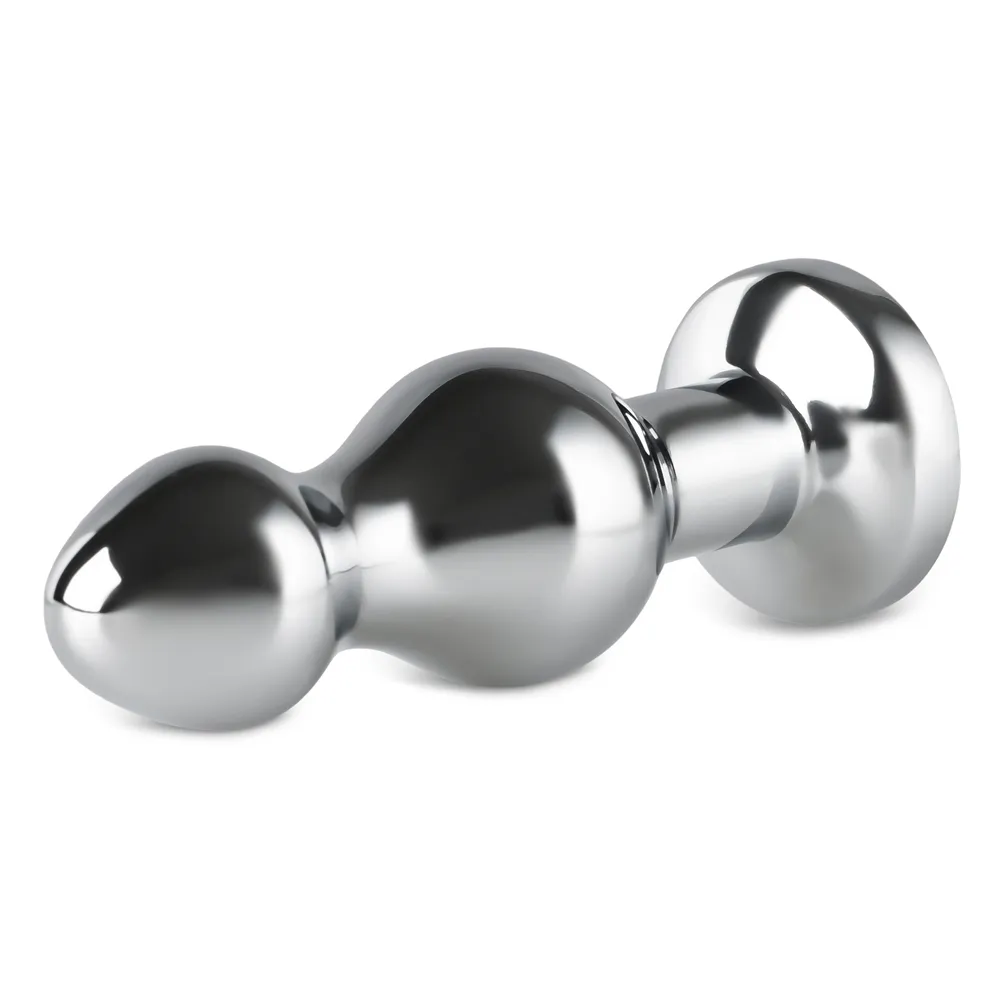 App Controlled Rechargeable Double Beaded Metal Butt Plug 3 inch