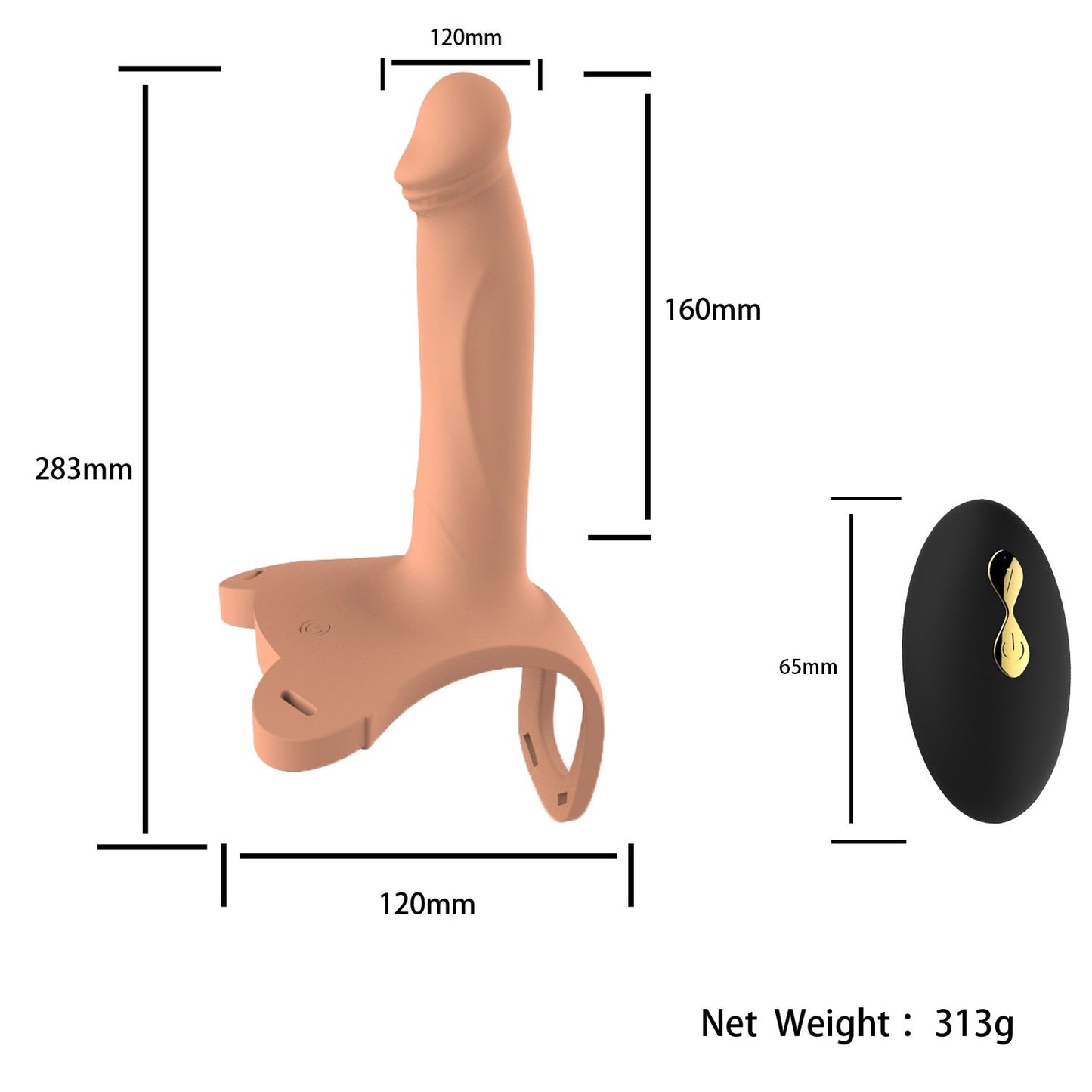 Vibrating Hollow Strap On Dildo with Ball Strap 6 inch