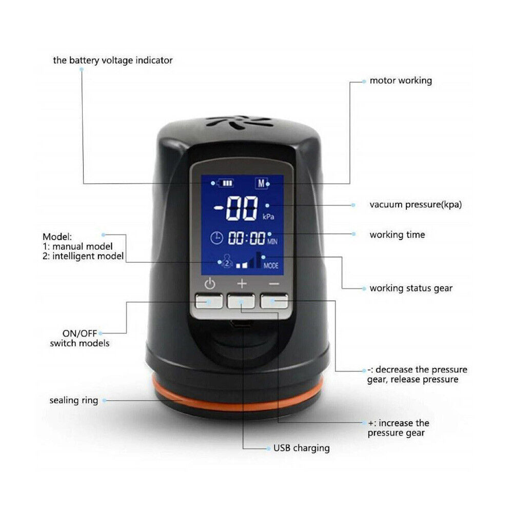 LCD USB Rechargeable Penis Pump