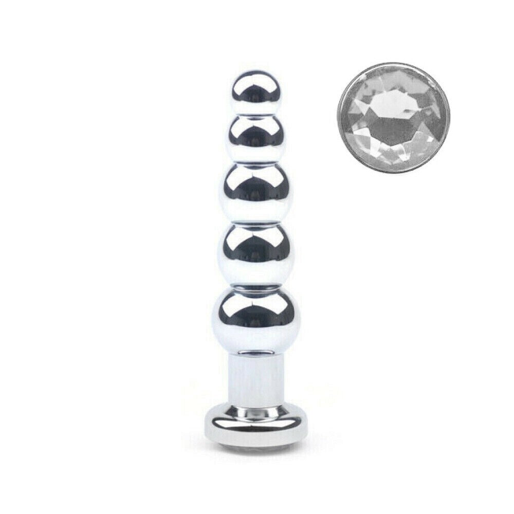 Jeweled Beaded Metal Butt Plug 5.5 inch
