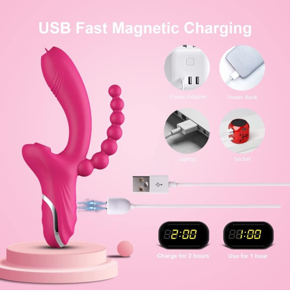Triple Stimulating Tongue Suction Rabbit Vibrator