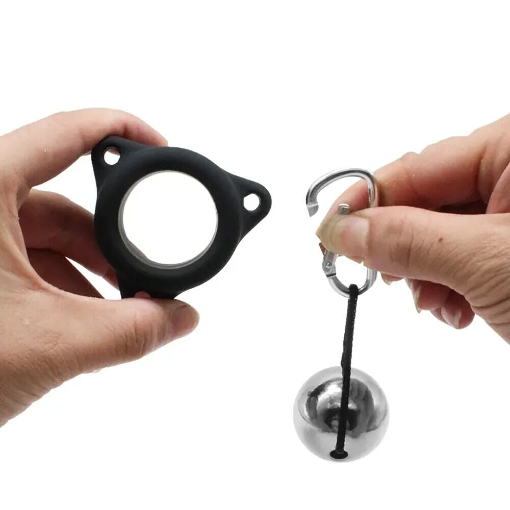 1.2 lb | 1.75 inch 3 Metal Ball Penis Weight Hanger with String & Carabiners