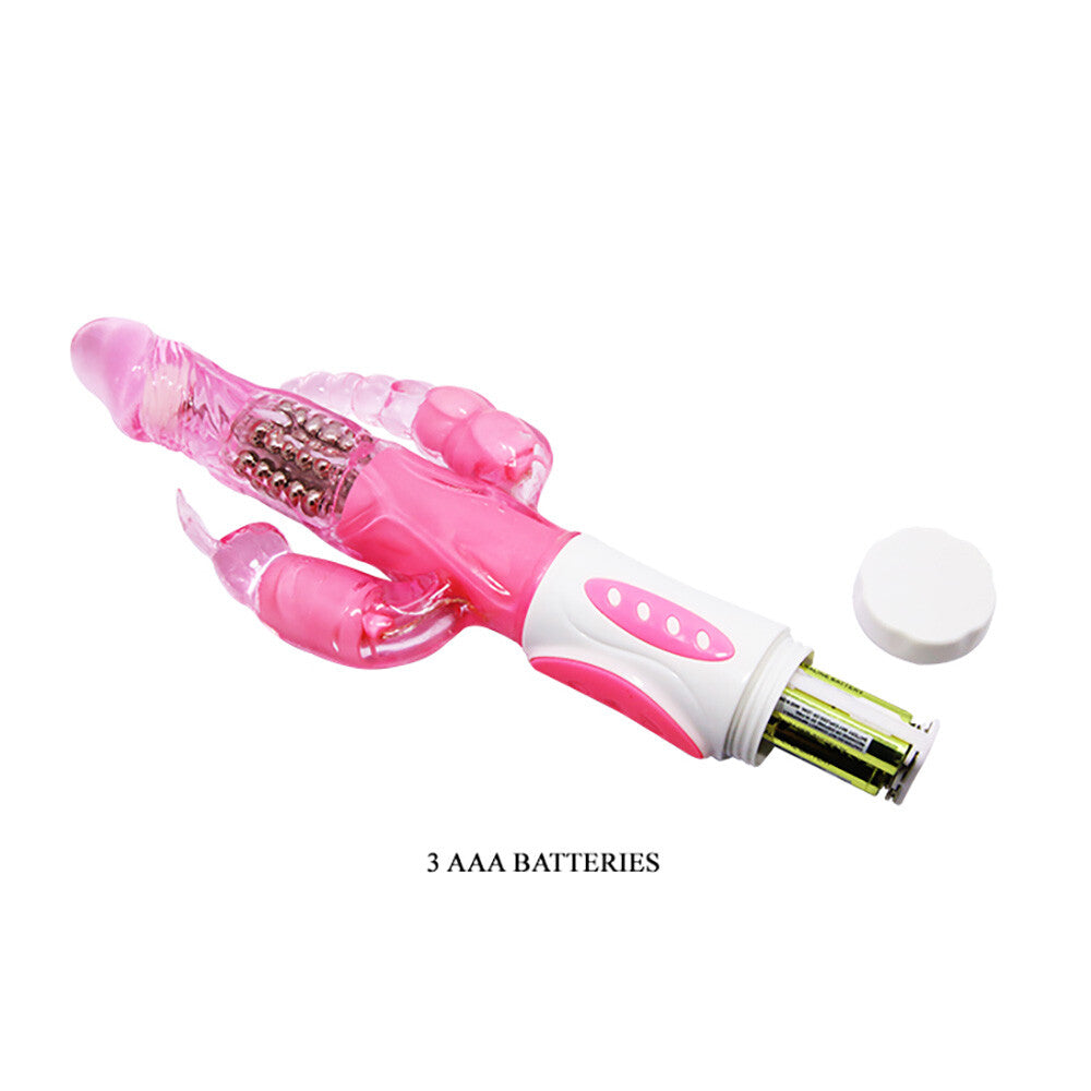 Thrusting Triple Stimulating Rabbit Vibrator with Beaded Anal Plug & Rabbit Clitoral Stimulator