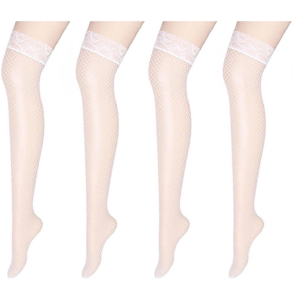 Fishnet Lace Top Thigh High Stockings (2 Pack)