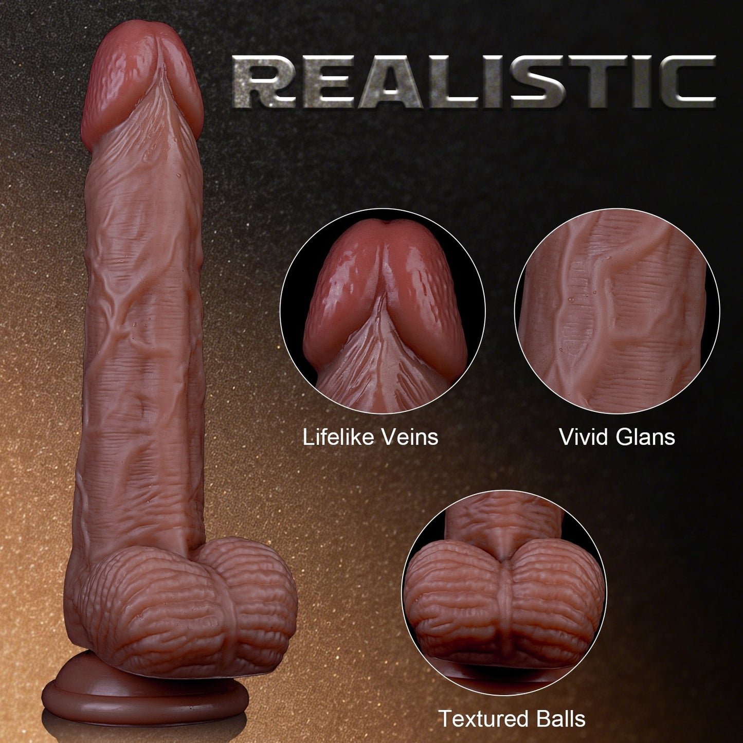 Realistic Suction Cup Dildo with Balls 7.5 inch (6 inch insertable)