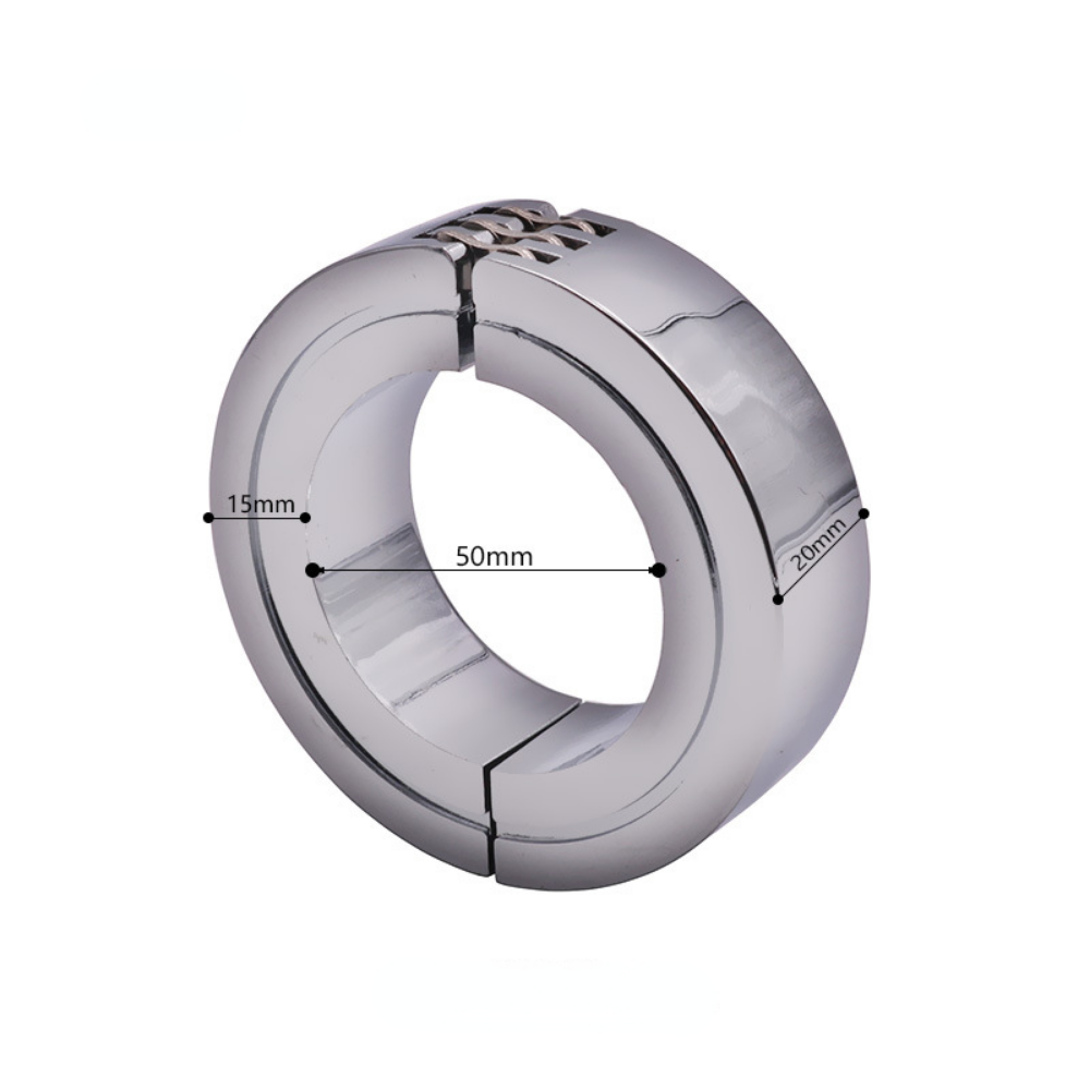 Stainless Steel Locking Hinged Balls / Penis Ring