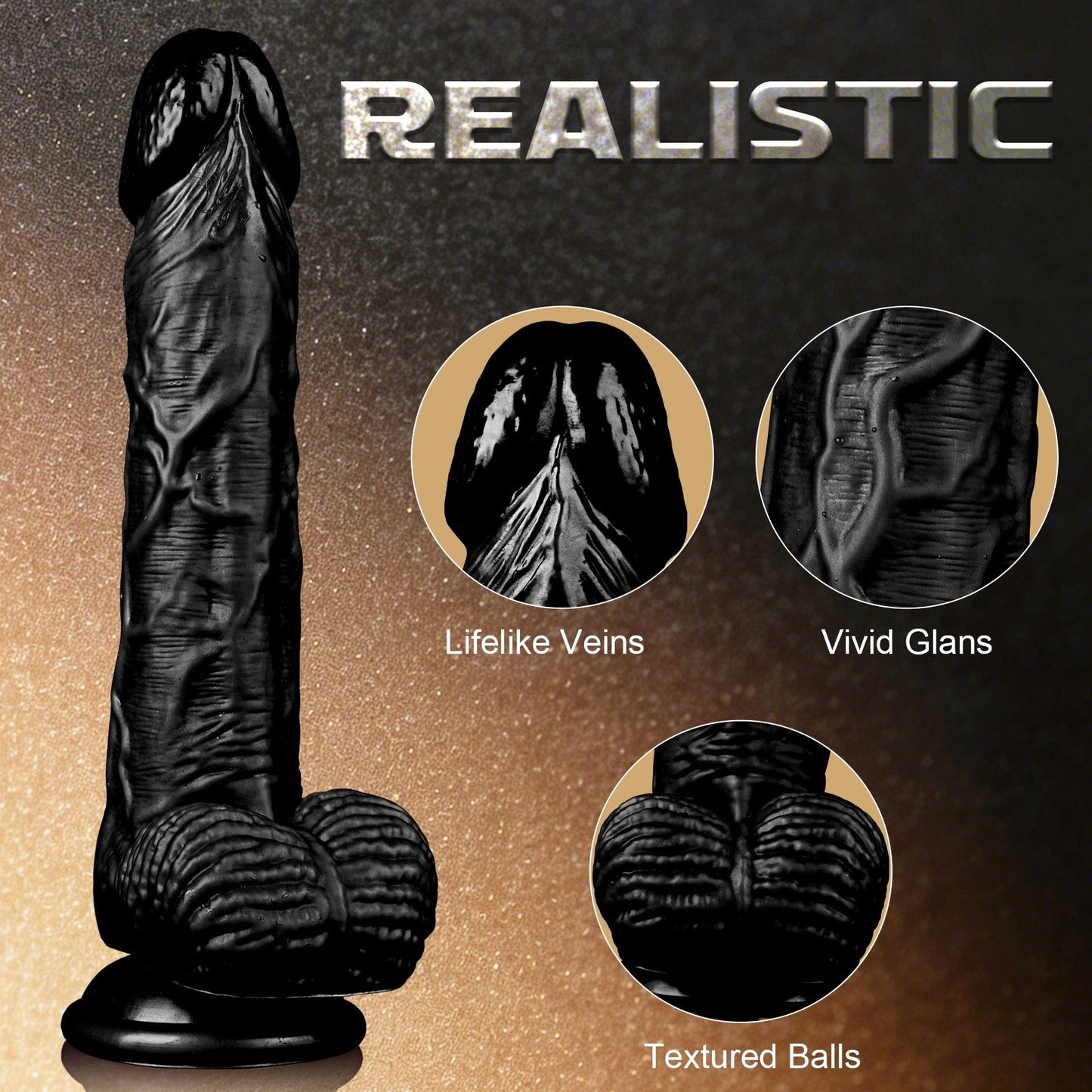 Realistic Suction Cup Dildo with Balls 7.5 inch (6 inch insertable)
